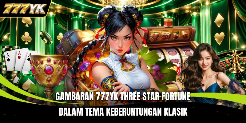 Gambaran 777YK Three Star Fortune dalam tema keberuntungan klasik