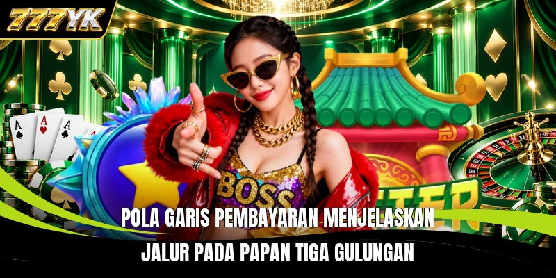 Pola garis pembayaran menjelaskan jalur pada papan tiga gulungan