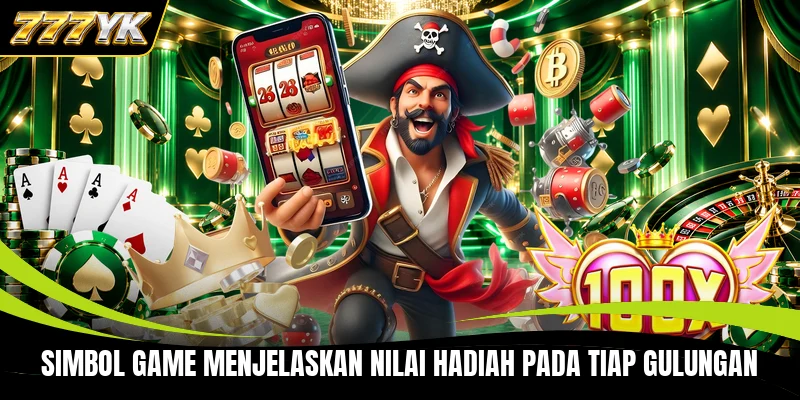 Simbol game menjelaskan nilai hadiah pada tiap gulungan