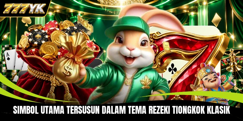 Simbol utama tersusun dalam tema rezeki Tiongkok klasik